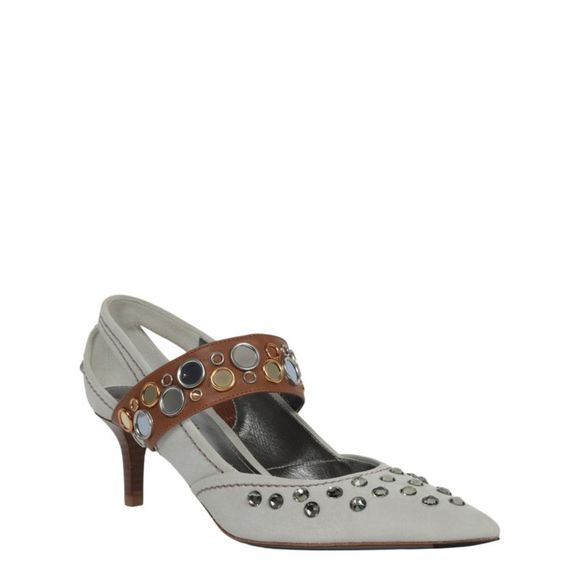 Bottega Shoes Bottega Crystal Suede Kitten Heel Pumps